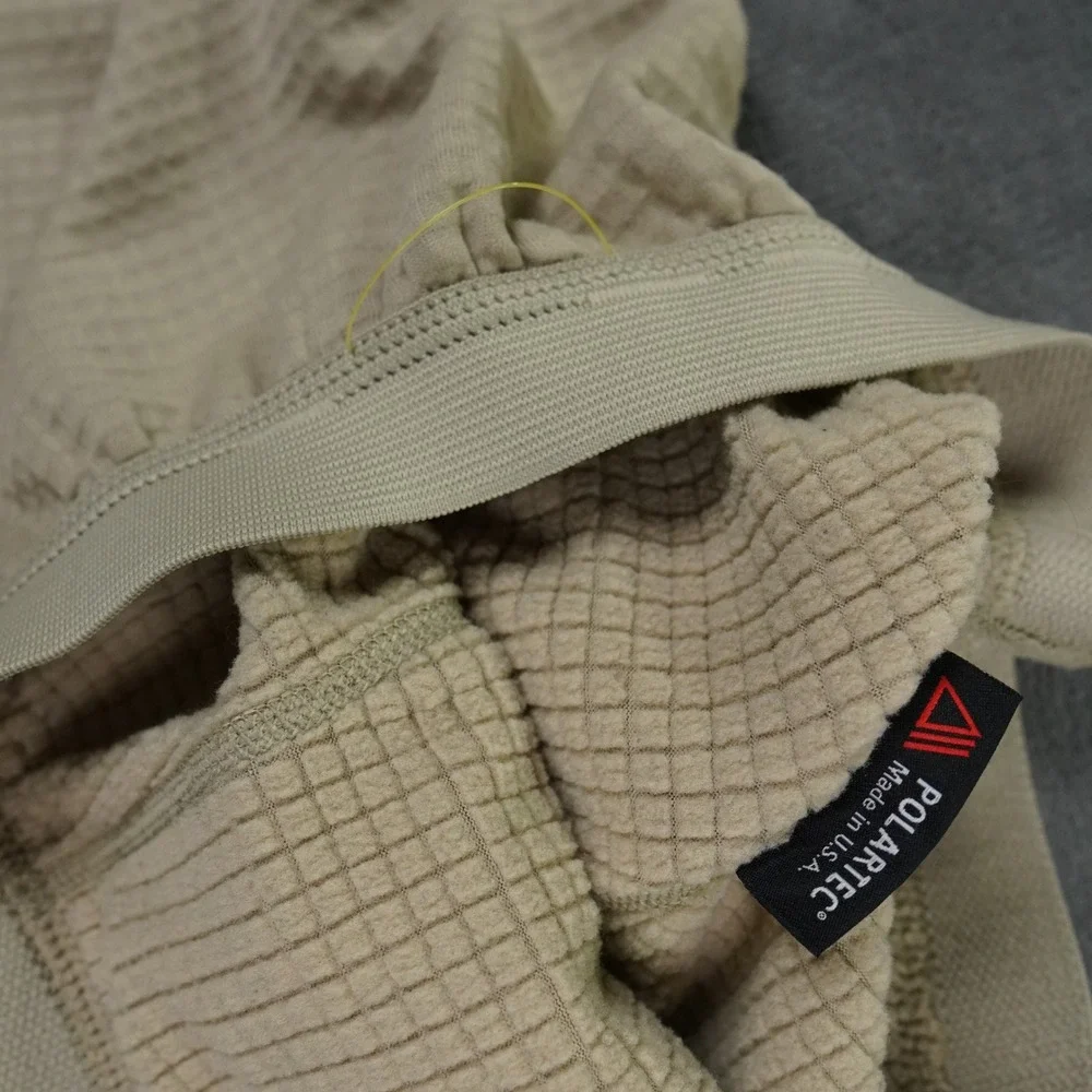VTG Polartec Thermal Base Layer Pants Men Large? Tan Waffle Grid Fleece Made USA